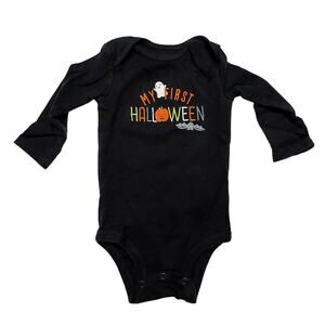 Carters My First Halloween Black Embroidered Long Sleeve Bodysuit Unisex Size 6M